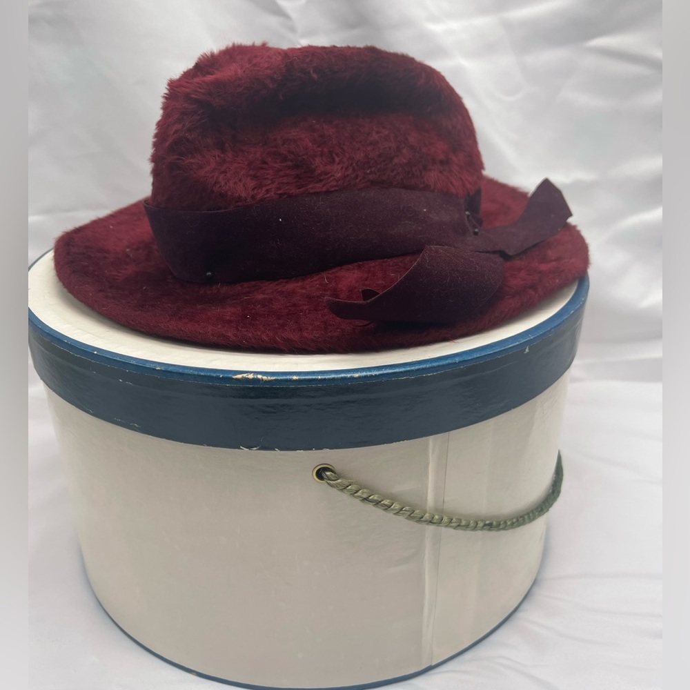 Vintage 1970s Fuzzy Beaver Wool Floppy Fedora Hat made in Italy box include